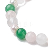 Natural Rose Quartz & Green Aventurine & Pearl Round Beaded Stretch Bracelets for Women BJEW-JB11041-04-3