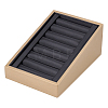 7-Slot Brushed PU Leather Covered Wood Finger Ring Display Trays RDIS-WH0006-25B-1