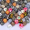 Colorful Pattern Printed Silicone Focal Beads SI-JX0022A-11-4