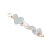 Natural Aquamarine Chip & Natural Cultured Freshwater Pearl Rice Beaded Connector Charms PALLOY-JF03707-08-3