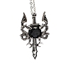 Natural Obsidian Dragon Sword Pendant Necklace G-PW0004-67D-1