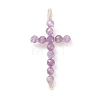 Natural Amethyst Faceted Round Beads Pendants PALLOY-TA00002-02-1