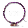 4MM Natural Amethyst Round Beaded Stretch Bracelets with Faceted Column Gems Charms WG291B2-02-1