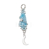 3Pcs 3 Styles Electroplated Natural Quartz Crystal Nuggets Copper Wire Wrapped Pendants PALLOY-JF03128-04-3