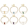 Brass Cable Chains & Natural Gemstone Chip Beads Double Layers Bracelets for Women BJEW-JB14134-2