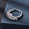 Brass Micro Pave Cubic Zirconia Cuff Open Rings CU-CBA5C10-07P-1