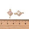 Brass Micro Pave Clear Cubic Zirconia Rhombus Links Connector Charms KK-C062-004G-3