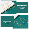   40Pcs 10 Styles Brass Hollow Geometry Stud Earrings EJEW-PH0001-30-4