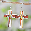Printed Both Sides Wood Dangle Earrings FS-WGB0329-02-1