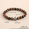 Natural Tiger Eye Round Beaded Stretch Bracelets for Men Women OI3299-4-1