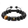 Natural Tiger Eye & Lava Rock Round Beads Adjustable  Bracelets TV6214-23-1