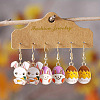 3 Pairs Easter Zinc Alloy Enamel Dangle Earrings FS-WG6F3D6-08-1