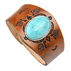 PU Leather & Oval Synthetic Turquoise Bracelets WG45792-02-2
