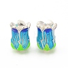 5-Petal Rack Plating Brass Enamel Bead Cap KK-P024-13S-3