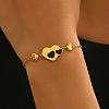 Stainless Steel Enamel Black Couple Heart Link Bracelets for Daily Casual and Work Wear YH0561-3