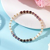 Natural Rose Quartz & Garnet & Rainbow Moonstone & Amethyst Beaded Stretch Bracelets BJEW-JB13485-01-1
