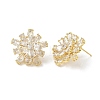 Double Layer Flower Brass & Clear Marquise Cut Cubic Zirconia Stud Earrings KK-CBA36A2-05G-4