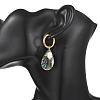 3 Pairs 3 Styles Natural Cultured Freshwater Pearl Beads & Paua Shell Dangle Hoop Earrings EJEW-JE07254-2