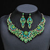 Flower Alloy Rhinestone Pendant Necklaces & Stud Dangle Earrings Sets WGBD82F-02-1