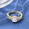 Brass Micro Pave Clear Cubic Zirconia Cuff Open Rings CU-CBA5C10-17G-1