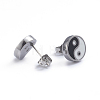 Feng Shui 304 Stainless Steel Stud Earrings EJEW-L248-047P-2