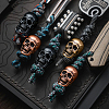 4Pcs 4 Colors Skull Brass European Beads KK-OC0001-83-5