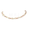 Raw Natural Madagascar Rose Quartz & Dyed Pink Faceted Rondell Malaysia Jade & Pearl Beaded Necklaces for Women NJEW-JN06590-2