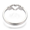 304 Stainless Steel Hand Heart Cuff Rings RJEW-N038-121P-4