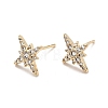 Clear Cubic Zirconia Star Stud Earrings EJEW-G297-17G-1