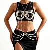 Alloy Heart Imitation Pearl Round Beaded Layered Tassel Body Chest Waist Chains WGA0E03-04-4