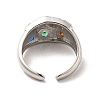 Colorful Cubic Zirconia Geometry Open Cuff Ring RJEW-C041-12P-3