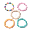 5Pcs 5 Colors Rondelle Opaque & Frosted Acrylic Beaded Stretch Bracelet Sets BJEW-JB10305-4