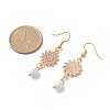 Crystal Rhinestone Sun with Natural Howlite Dangle Earrings EJEW-JE05144-3