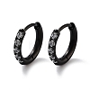 Ion Plating(IP) 316 Surgical Stainless Steel Pave Clear Cubic Zirconia Hoop Earrings Women EJEW-A109-01B-EB-1