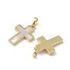 Brass Pave Natural White Shell Pendants KK-Z115-12G-2
