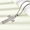 Religion 201 Stainless Steel Hollow Virgin Cross Pendant Necklaces for Men Women NJEW-Z118-01P-3