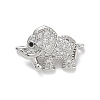 Brass Micro Pave Clear Cubic Zirconia Elephant Spacer Bars KK-K428-09P-1