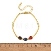 Natural Mixed Stone Star Cut Round and Brass Tube Beaded Bracelets for Women BJEW-JB14439-5