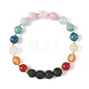 9MM Natural Carnelian & Lava Rock & Rose Quartz & Heated Citrine & Apatite & Amazonite & Quartz Beaded Stretch Bracelets BJEW-JB14266-3