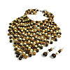 Bohemian Style Wood Round Beaded Pendant Necklaces & Dangle Earrings Sets FS-WG26D1A-02-3