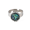 Paua Shell Finger Rings for Women RJEW-JR01101-02-4
