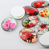 Multi-Color Flower Theme Ornaments Glass Oval Flatback Cabochons GGLA-A003-13x18-NN-3