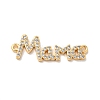 Mother's Day Brass Micro Pave Clear Cubic Zirconia Connector Charms KK-K378-12G-1