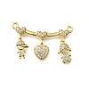 Brass Micro Pave Cubic Zirconia Pendants KK-Q066-15B-G-1