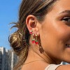 3 Pairs 304 Stainless Steel Enamel Hoop & Stud Earring Sets EJEW-Z166-01G-02-1