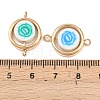 CCB Plastic Frame with Polymer Clay Flower Beads Flat Round Links Connector Charms KK-D103-10E-G-3