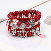 4Pcs Bohemian Style Alloy & Glass & Acrylic Charm Bracelets Set WG8E884-03-1