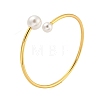 Rack Plating Brass & Round ABS Plastic Imitation Pearl Open Cuff Bangles BJEW-Q347-03G-1