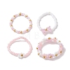 4Pcs 4 Style Glass Seed Beaded Stretch Finger Rings RJEW-JR00661-04-5