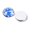 Blue and White Floral Printed Glass Cabochons GGLA-A002-14mm-XX-2